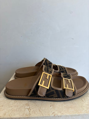 Fendi Feel Monogram Slides, 39