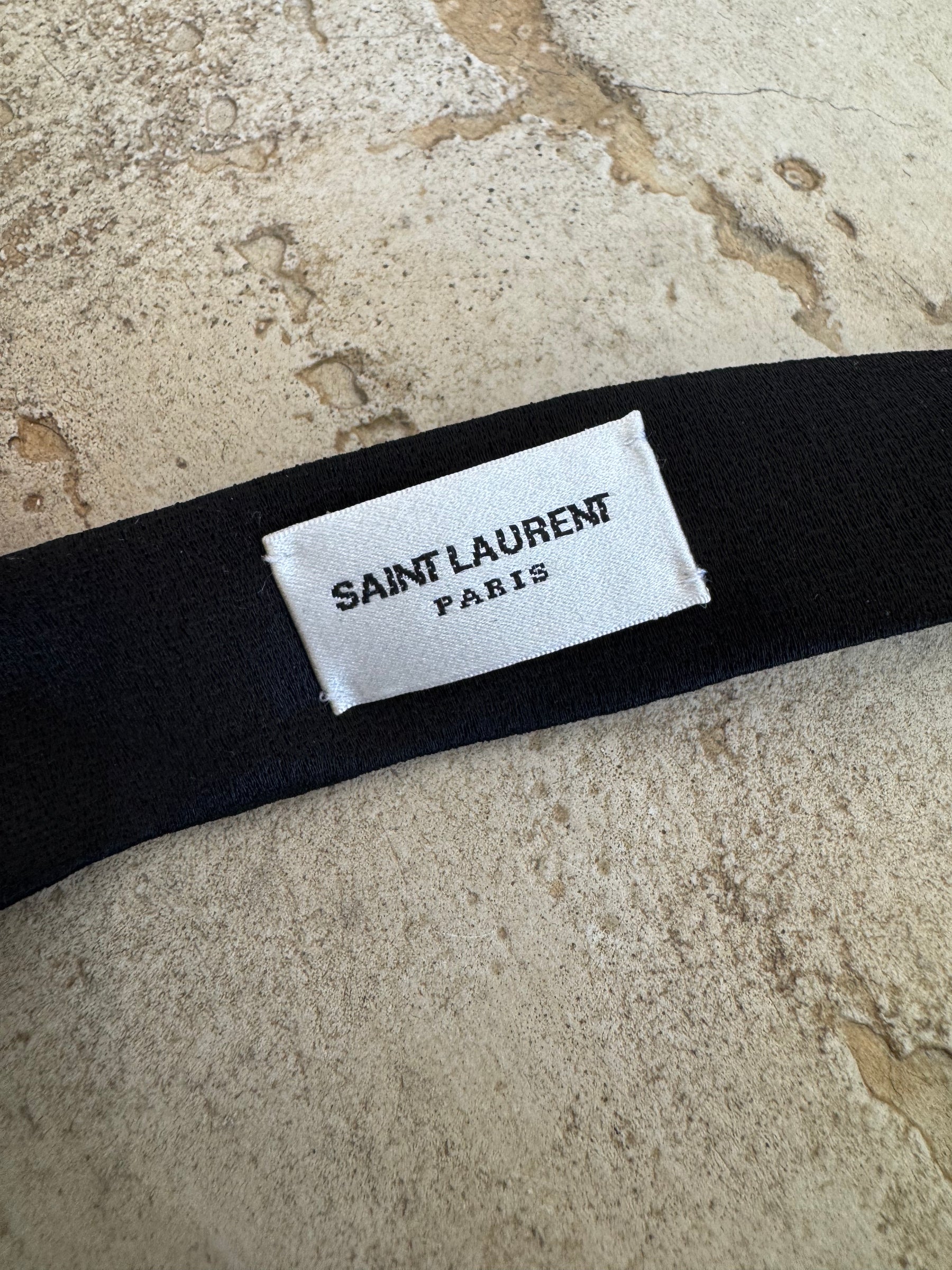Saint Laurent Black Satin Bow Belt, Small