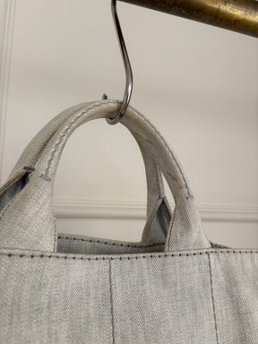 Prada Light Grey Denim Canapa Tote