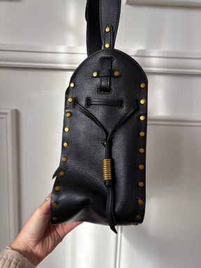 Isabel Marant Black Leather Studded Silao Bucket Bag