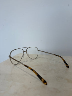 Ellery Silver Aviator Clear Lens Glasses