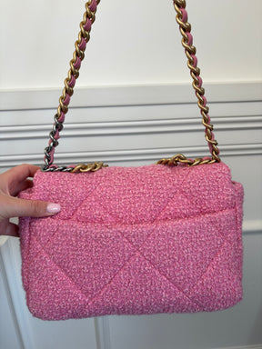 Chanel Pink Tweed Boucle 19 Bag