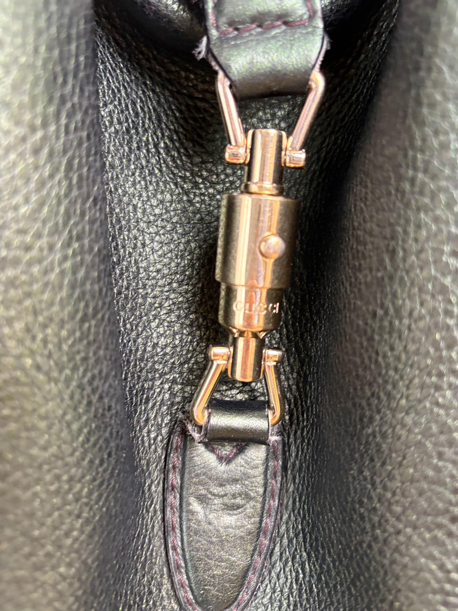 Gucci Emerald Green Metallic Leather Indy Jackie Hobo Bag