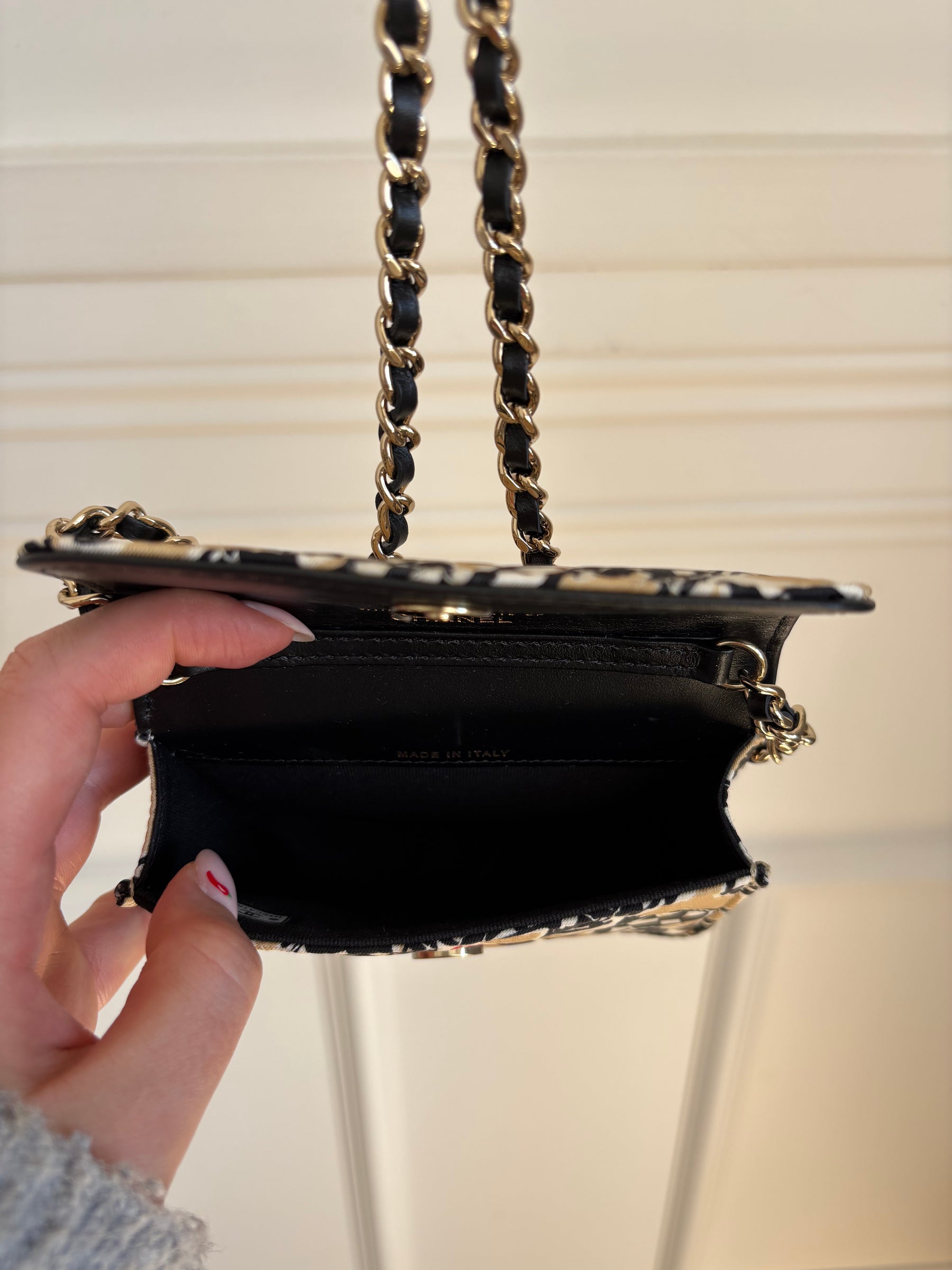 Chanel Black and Beige Flag Print Mini Bag