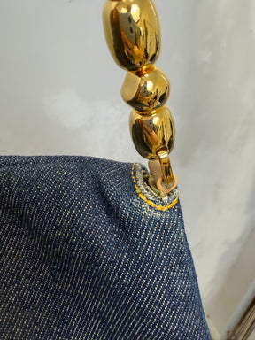Dior Blue Denim Malice Pearl Shoulder Bag