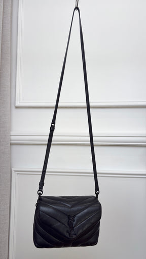 Saint Laurent Black Leather Toy Loulou Bag