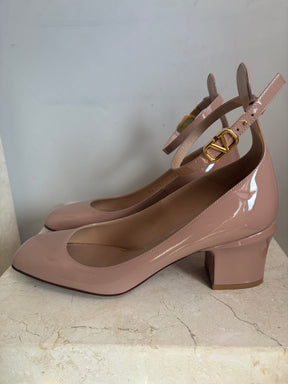 Valentino Garavani Beige Patent Leather Mary Janes, 39