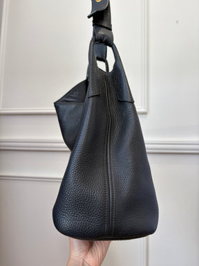 Prada Grained Leather Hobo Bag Black