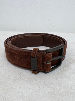 Chanel Brown Suede Logo Belt, 80