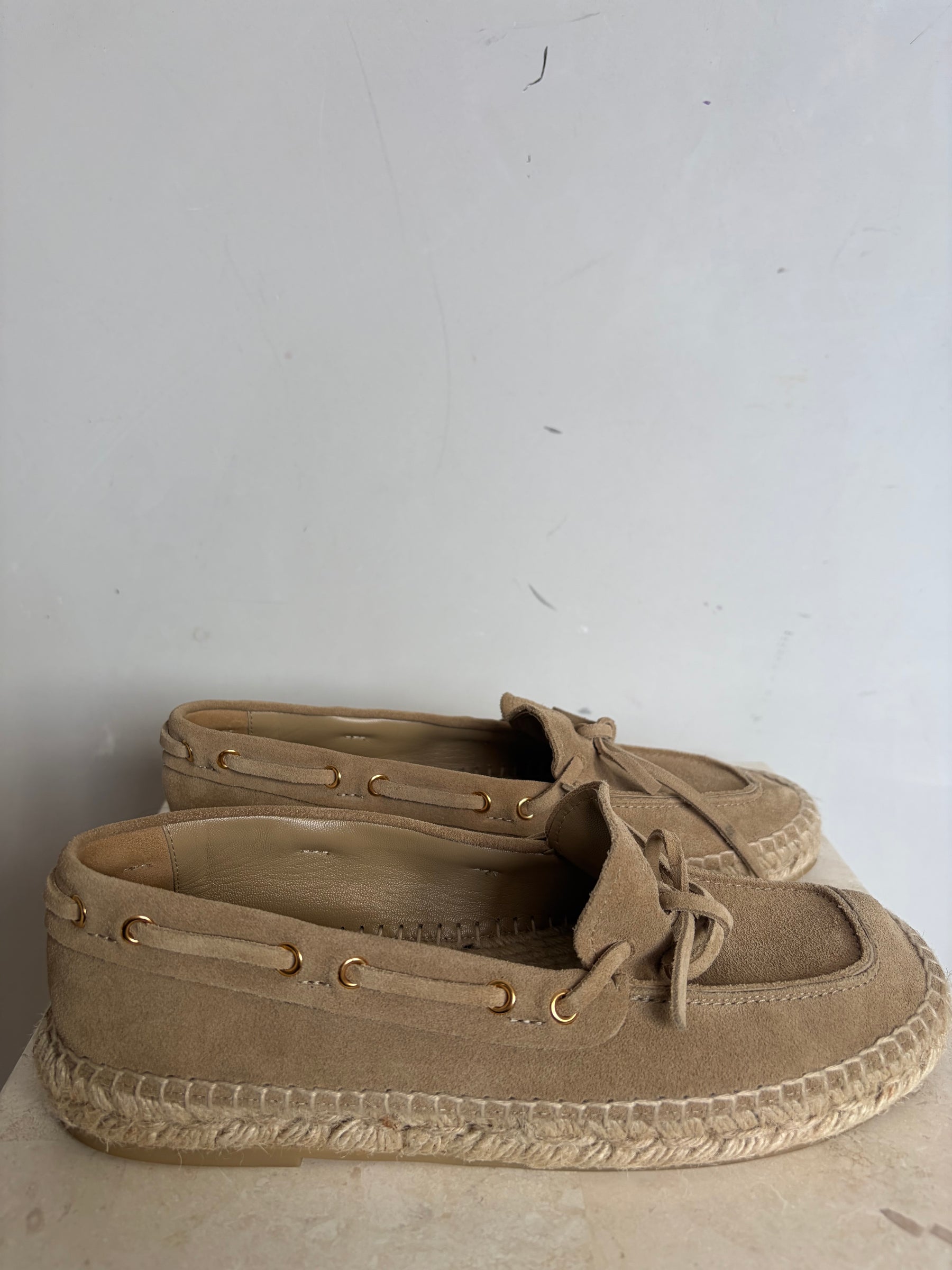 Prada Beige Suede Espadrille Mocassin, 38