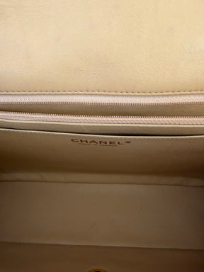 Chanel Beige Lambskin Leather Jumbo Single Flap