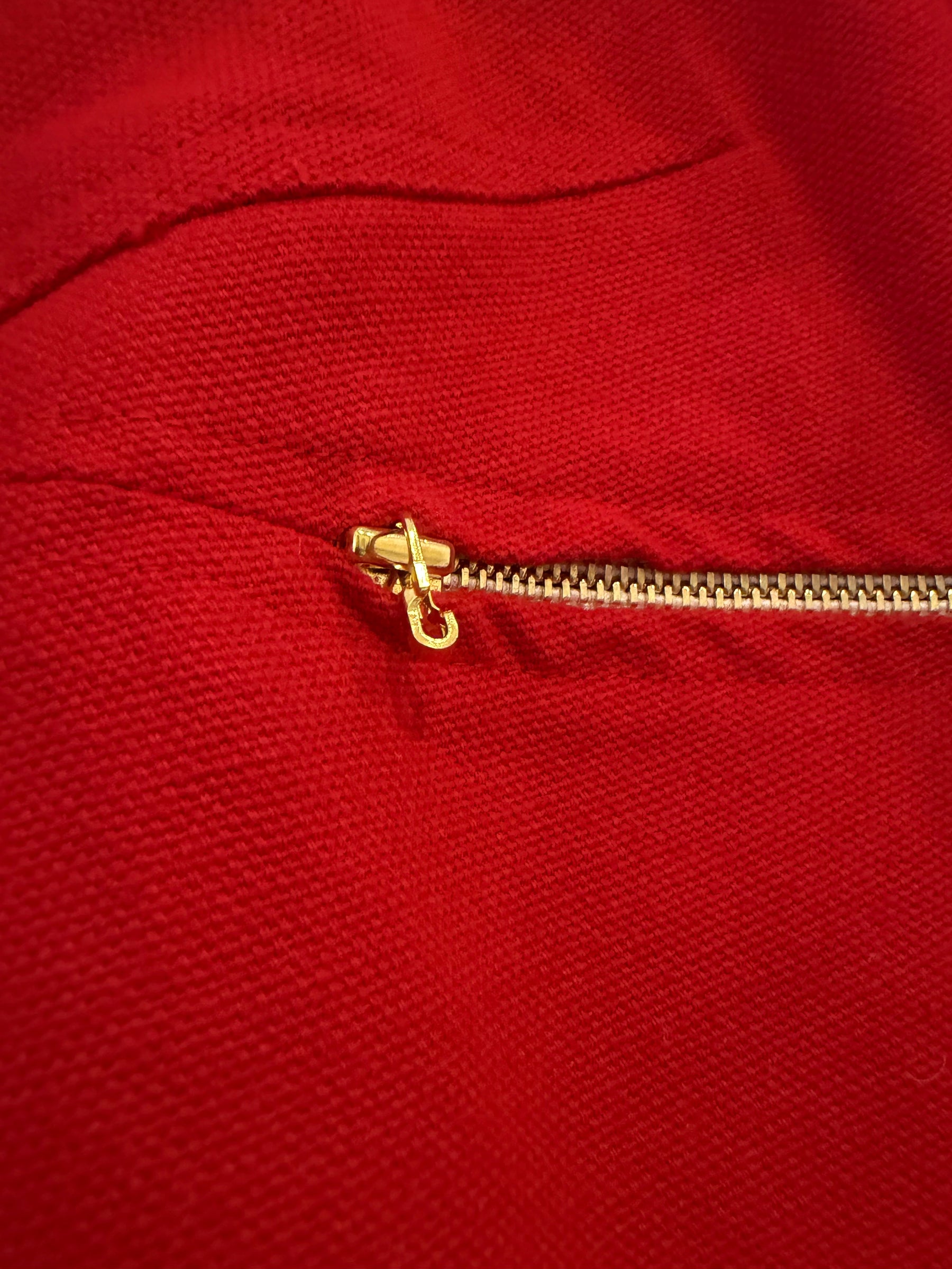 Lucy Folk Ecru and Red Canvas Pant *no main label*, S