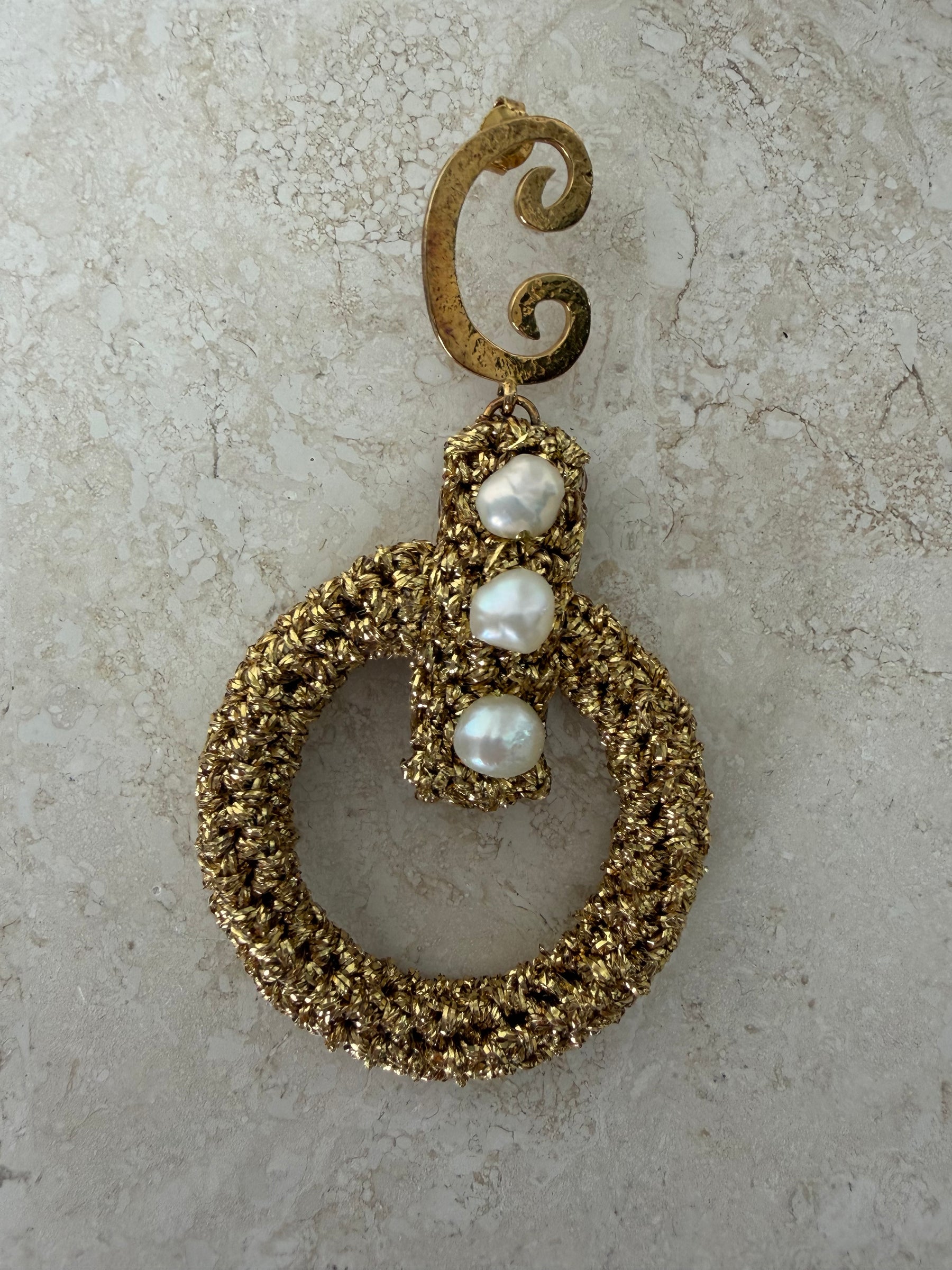 Lucy Folk Crochet Earrings Gold