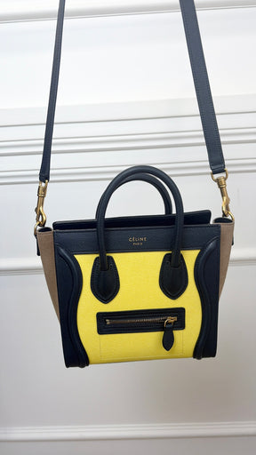 Celine Nano Luggage Tote Tricolour Yellow Black