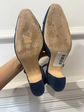 Chanel Blue Denim Heeled Slingbacks, 39.5C