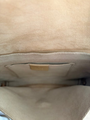 Gucci Beige Suede Heart Whipstitch Shoulder Bag