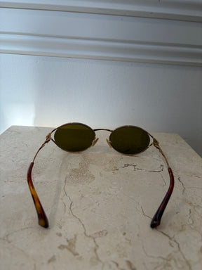 Miu Miu Logo Oval Sunglasses Gold
