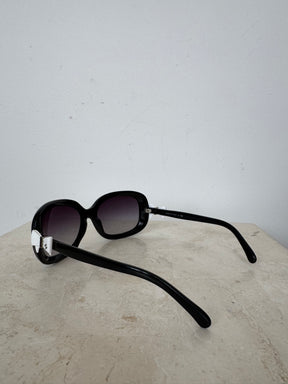 Chanel Black Rectangular Bow Detail Sunglasses