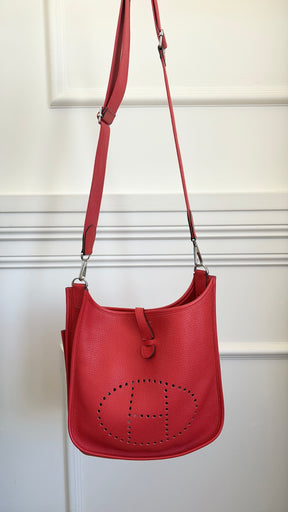 Hermès Red Evelyn PM in Clemence Leather
