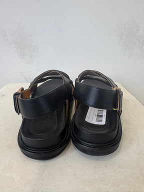 Marni Black Leather Fussbet Sandals, 40