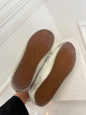 Golden Goose White and Purple Superstar Sneakers, 37