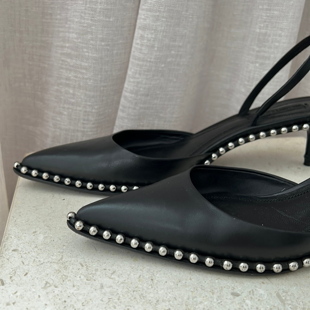 Alexander Wang Black Rina Low Sling Back Heels, 37.5