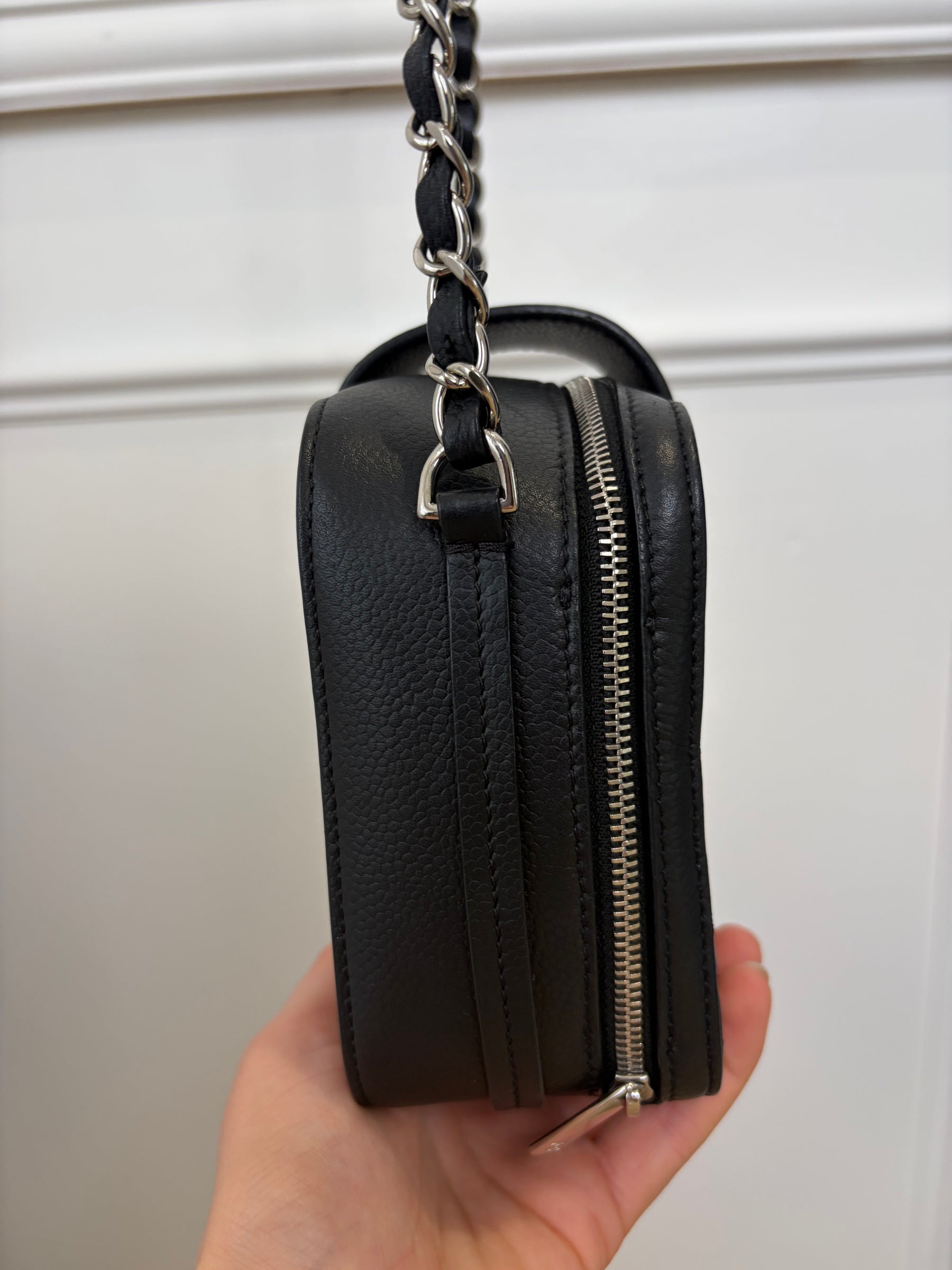 Chanel Black Leather Mini Quilted CC Box Camera Bag