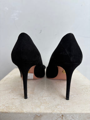 Aquazzura Black Suede Tassel Pump, 38