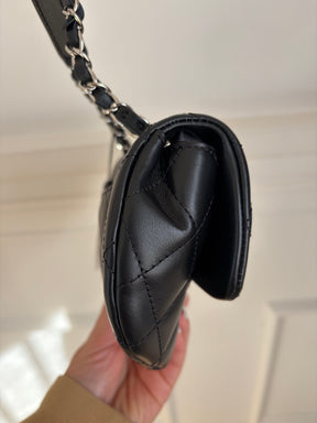 Chanel Uniform Black Lambskin Leather Waist Bag