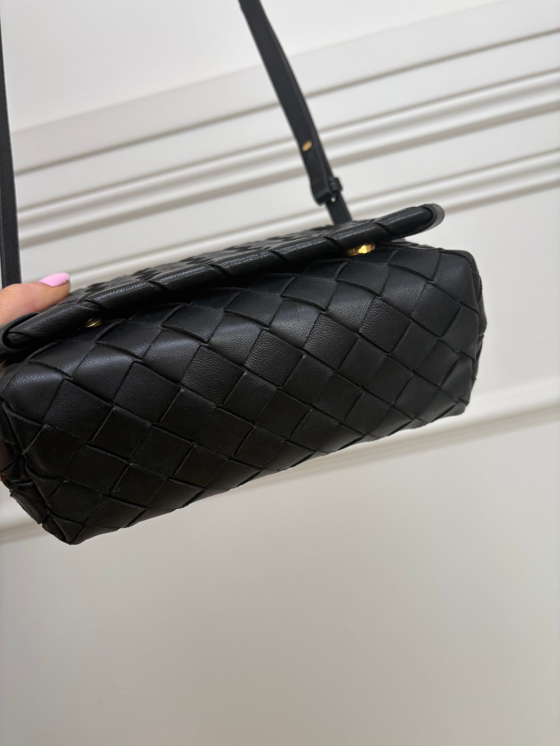 Bottega Veneta Black Intrecciato Mini Flap Bag