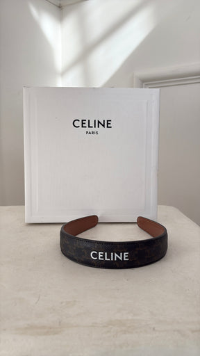 Celine Black Triomphe Logo Headband