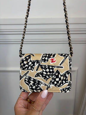 Chanel Chanel Black White and Beige Flag Print Mini Bag
