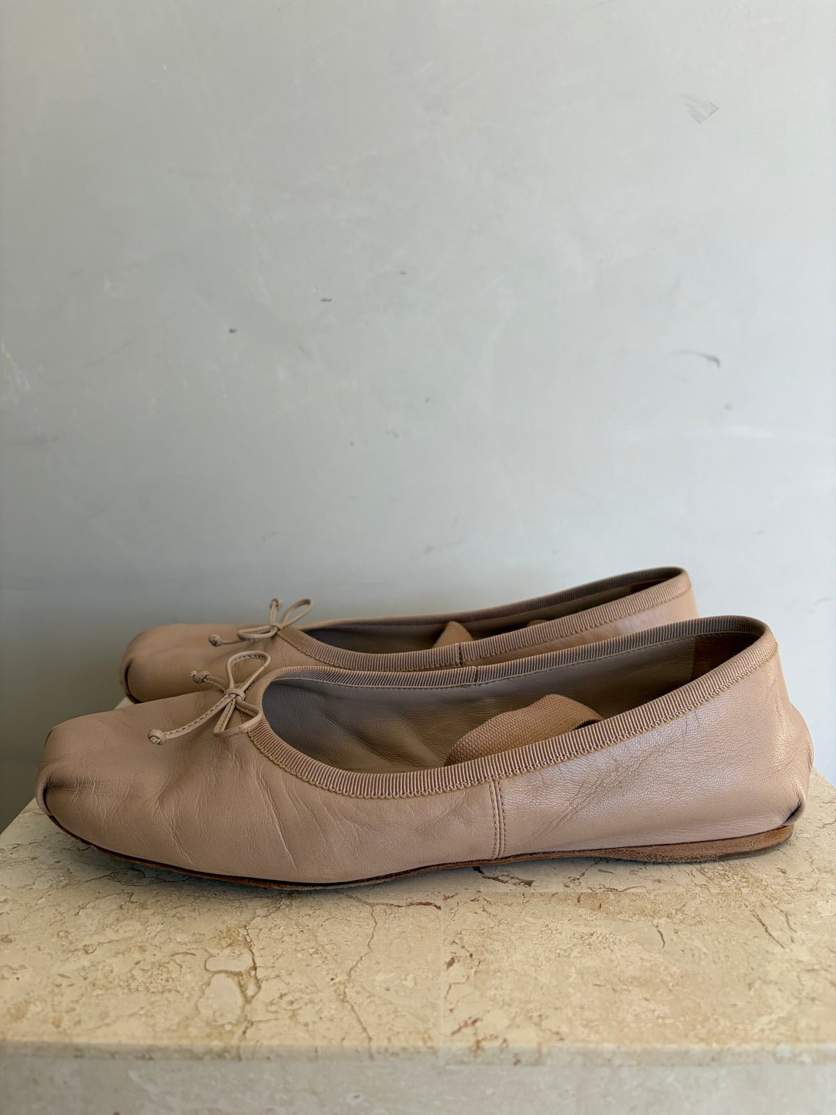 Miu Miu Blush Leather Ballet Flats, 38.5