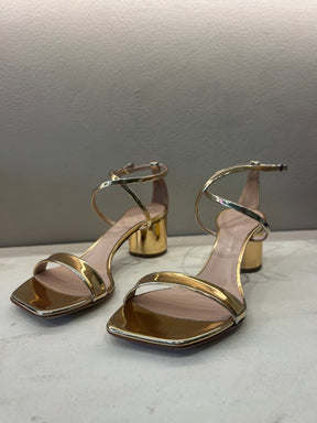 Giuseppe Zanotti Rose Gold Strappy Block Heels, 37.5