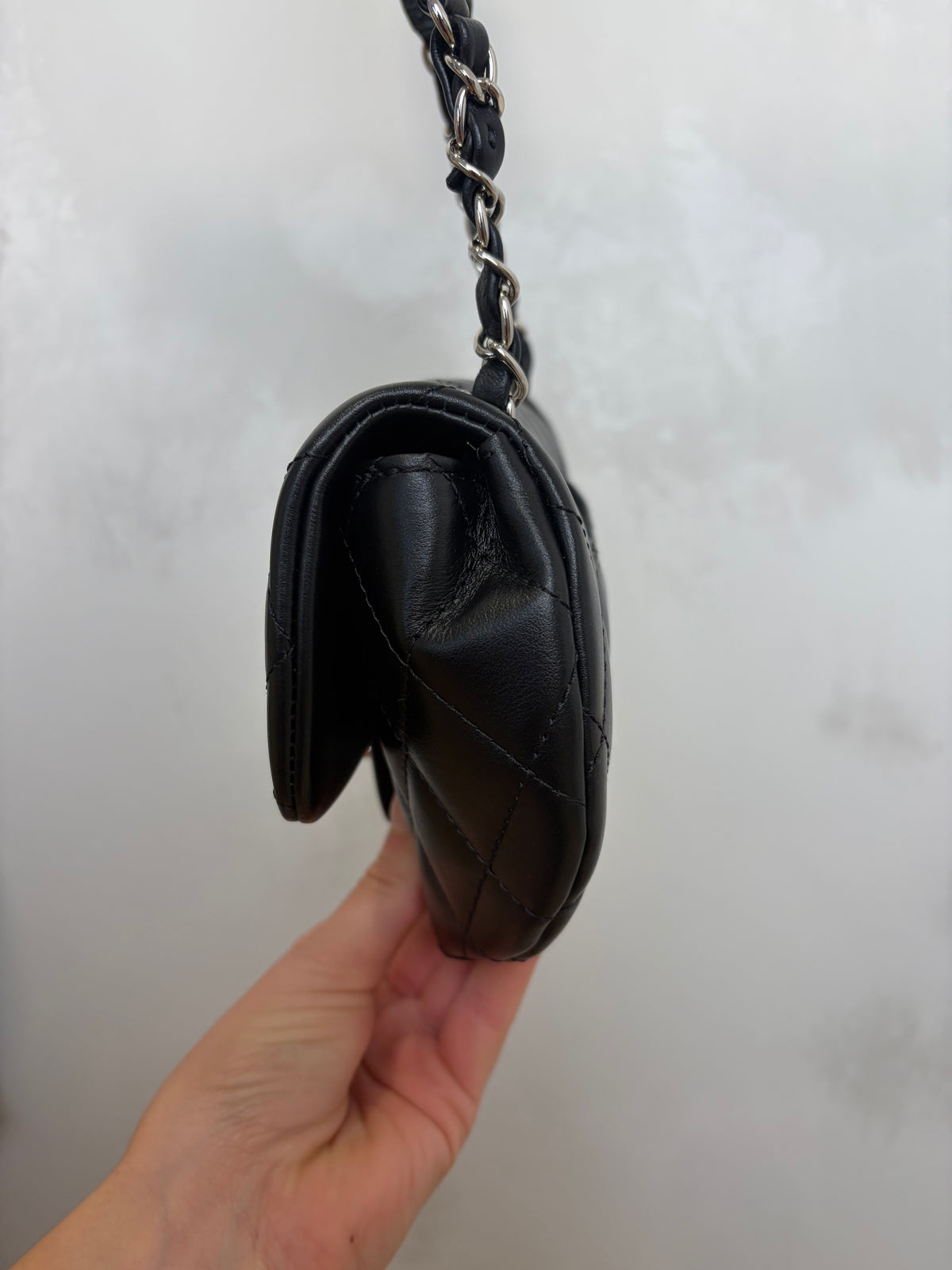 Chanel Unifrom Black Lambskin Leather Waist Bag