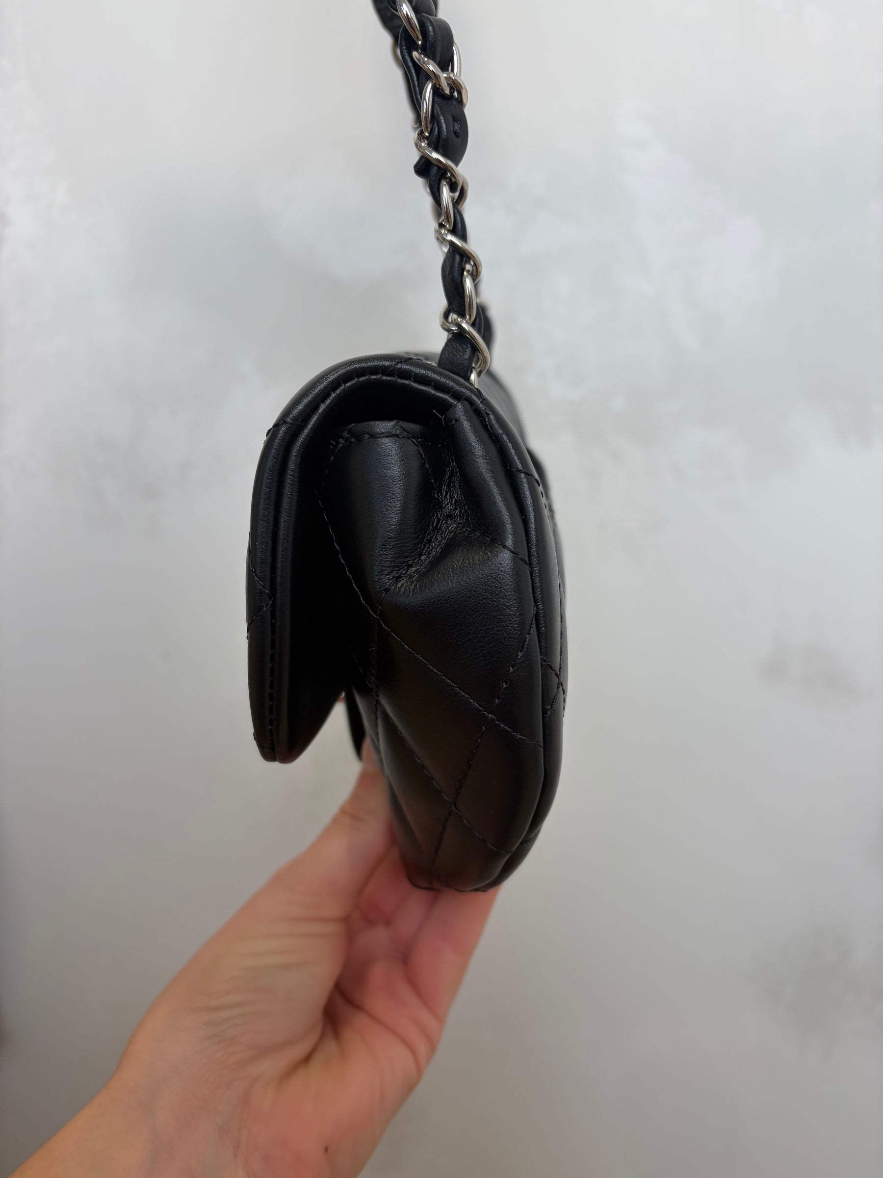 Chanel Unifrom Black Lambskin Leather Waist Bag