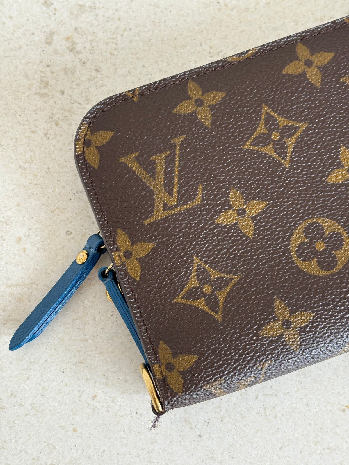 Louis Vuitton Monogram Fold Over Wallet Blue Interior
