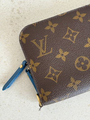 Louis Vuitton Monogram Fold Over Wallet Blue Interior