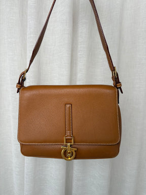 Salvatore Ferragamo Brown leather Shoulder Logo Buckle Bag