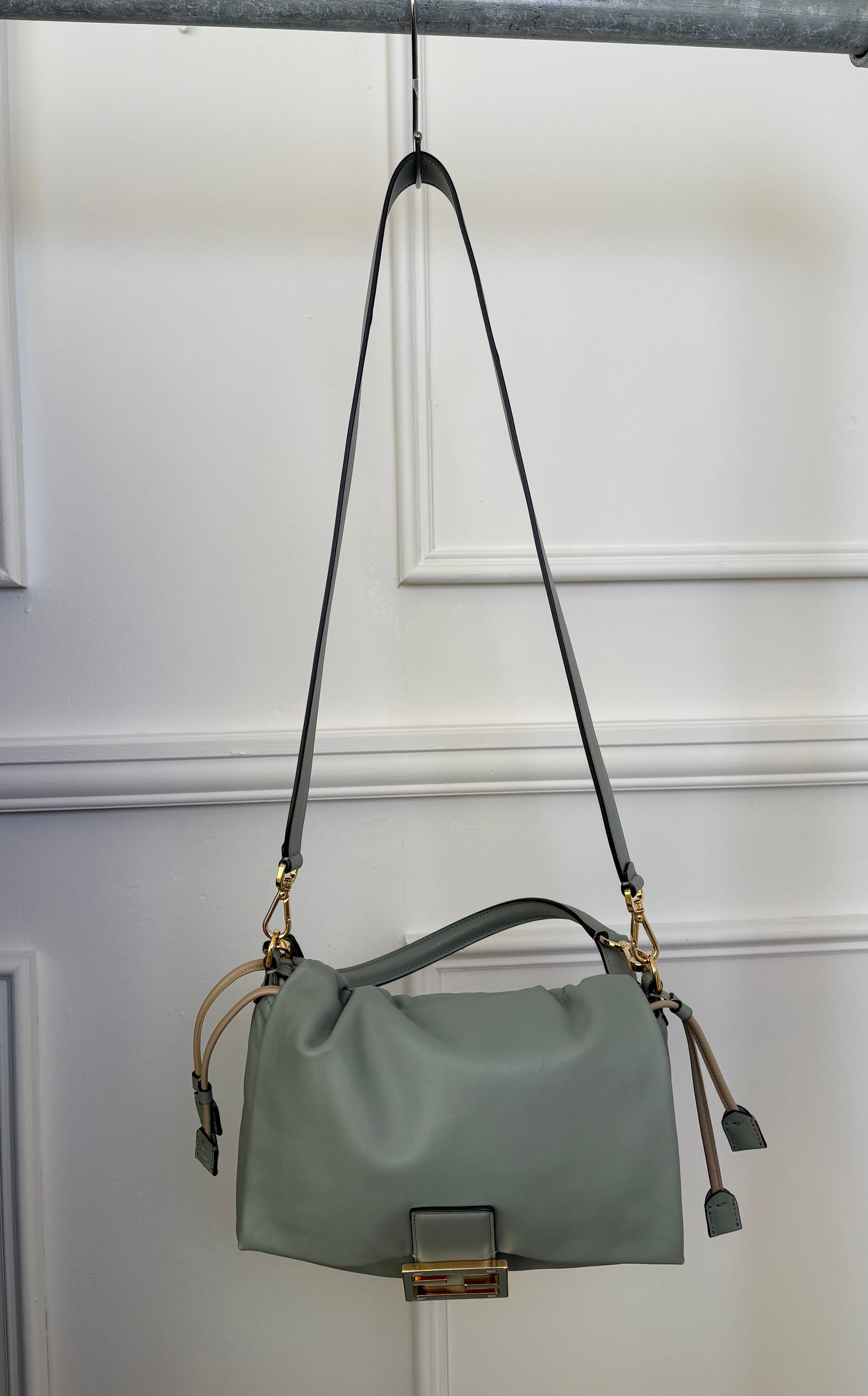 Fendi Mamma Baguette In Matcha Latte