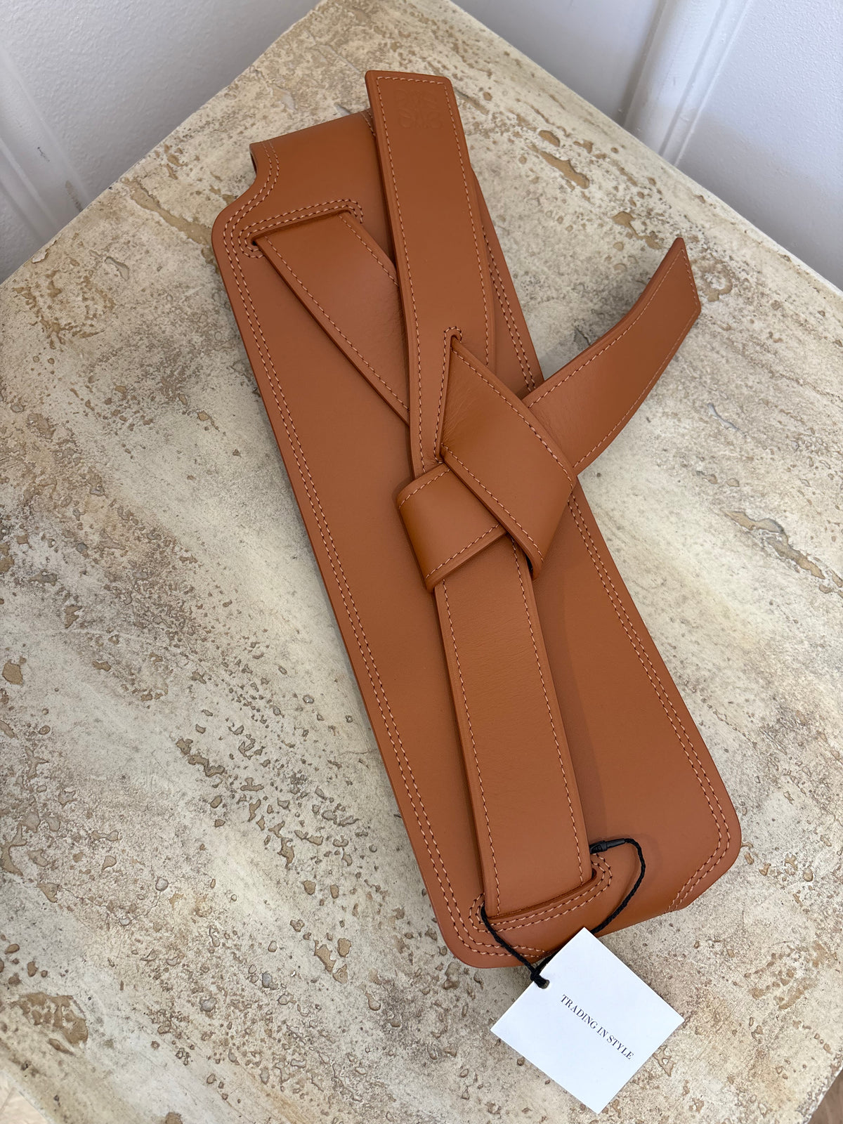 Loewe Tan Leather Knot Detail Corset Belt, L