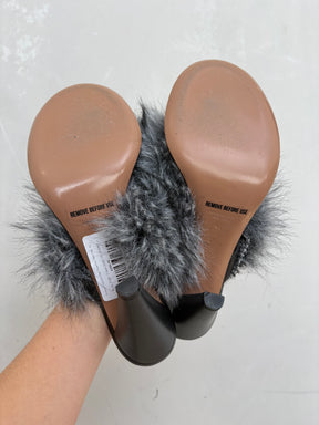 Scanlan Theodore Grey Faux-Fur T-Bar Heel, 41