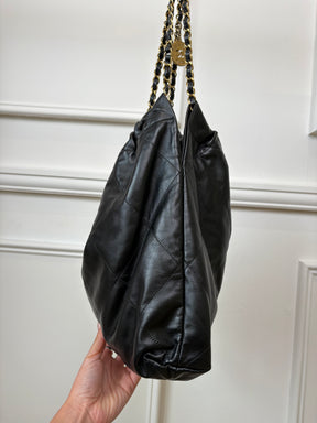 Chanel Black Leather Medium 22 Bag