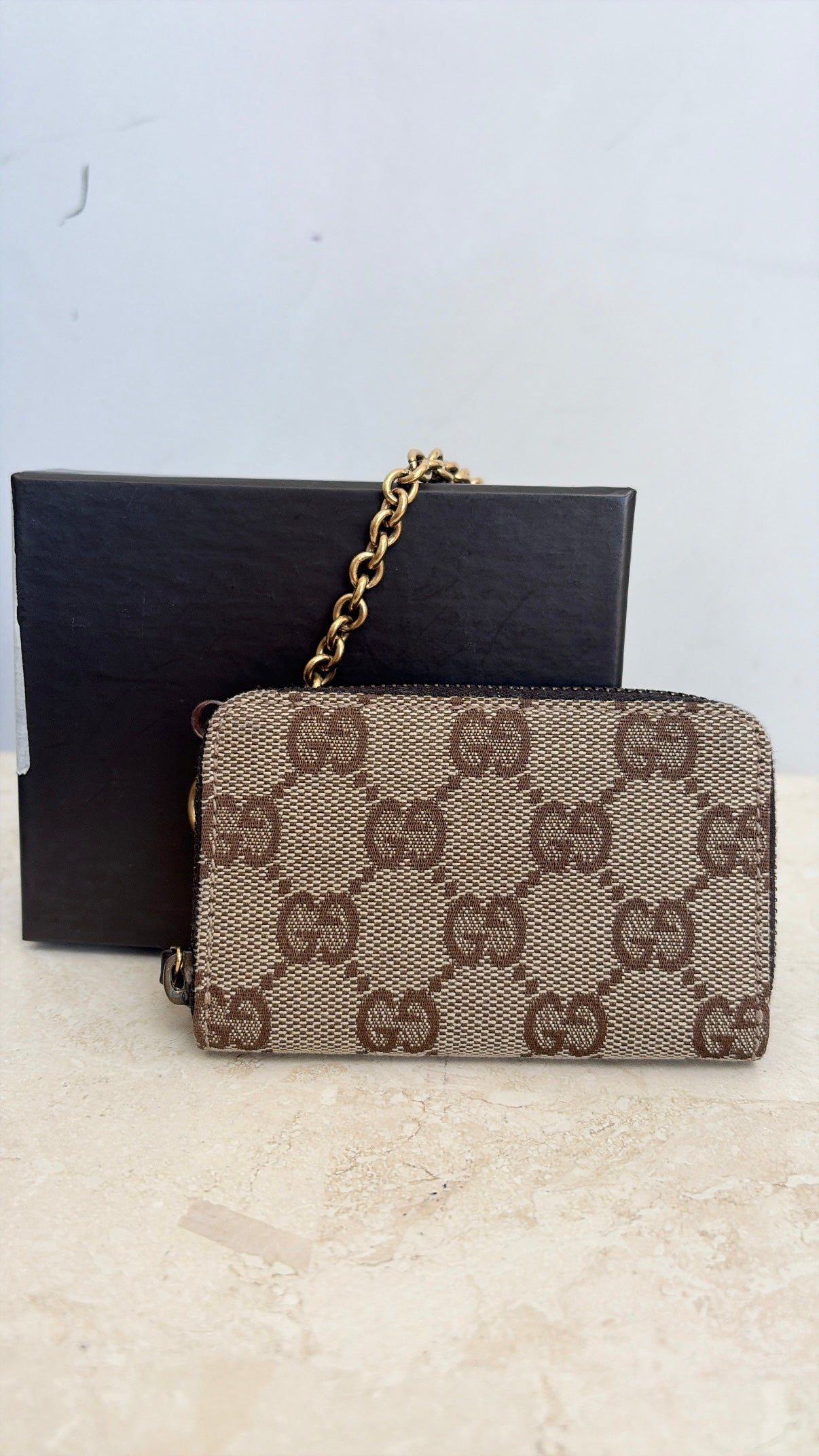 Gucci Canvas Monogram Mini wallet with Chain