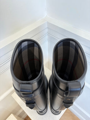 Burberry Black Rubber Buckle Gum Boots, 37