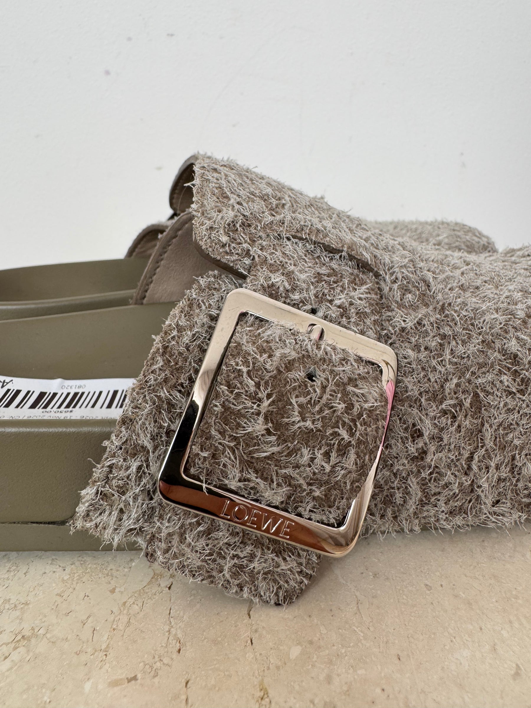 Loewe Taupe Ease Buckle Mules, 38