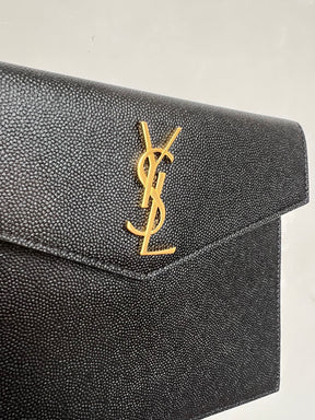 Saint Laurent Black Grained Leather Small Uptown Pouch
