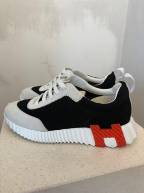 Hermès Black and White Bouncing Sneaker, 39