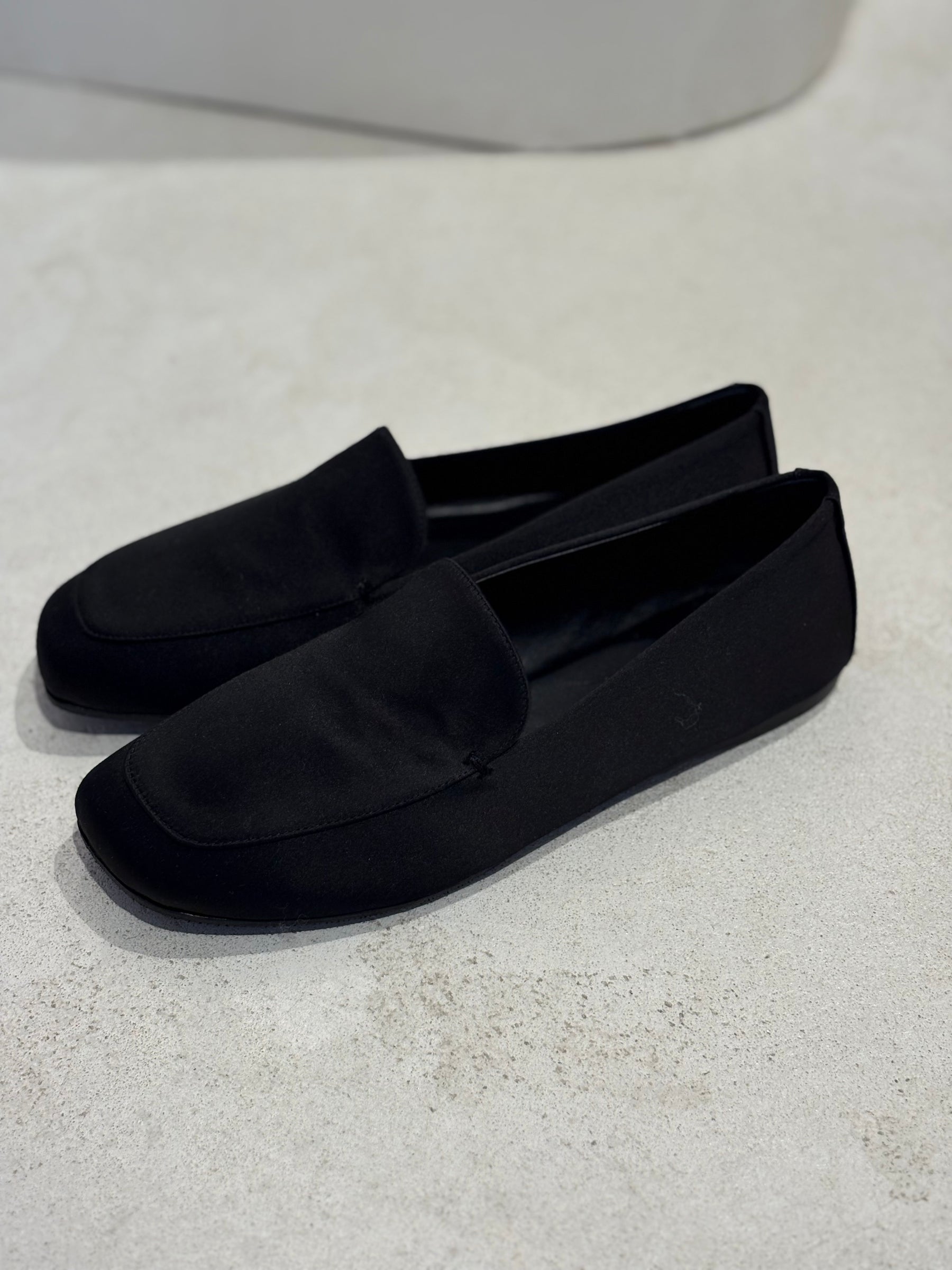 Khaite Black Satin Loafer, 37.5