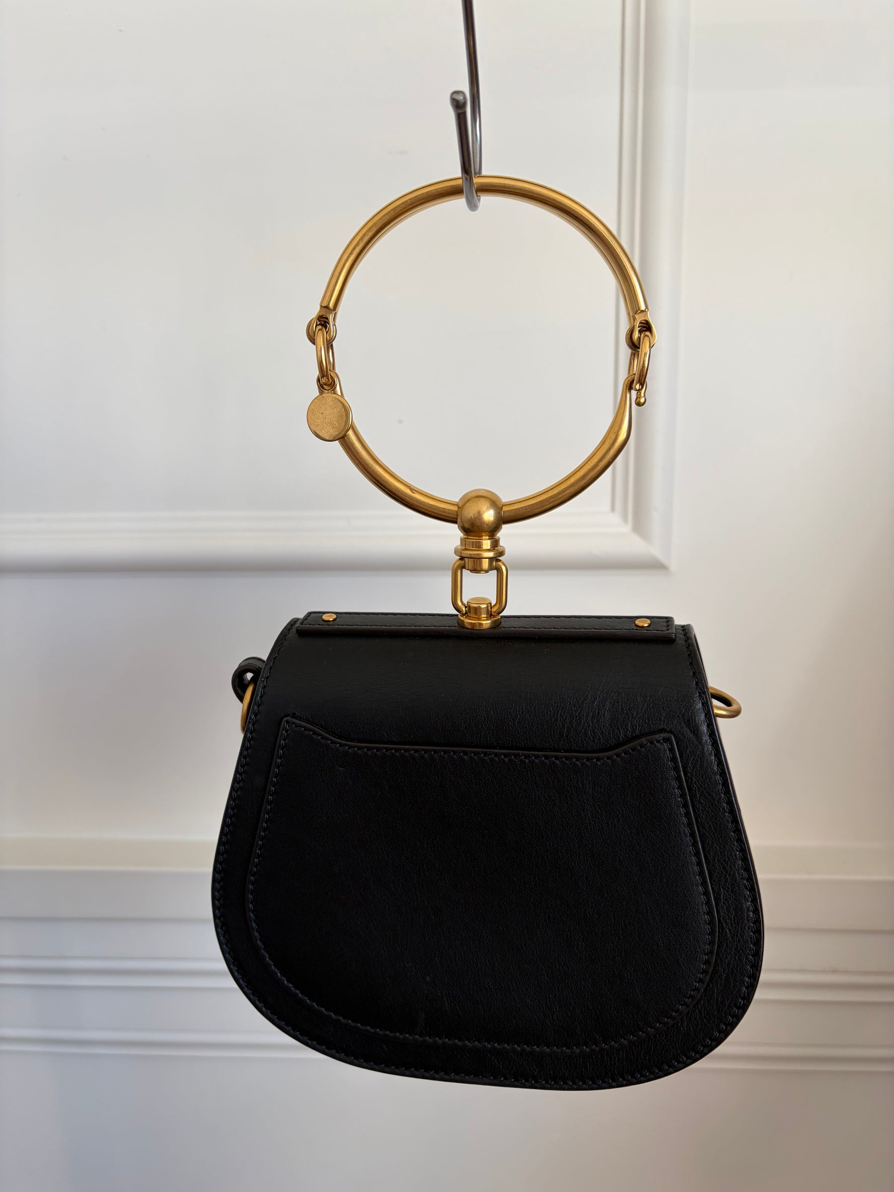 Chloé Black Leather and Suede Nile Bracelet Bag